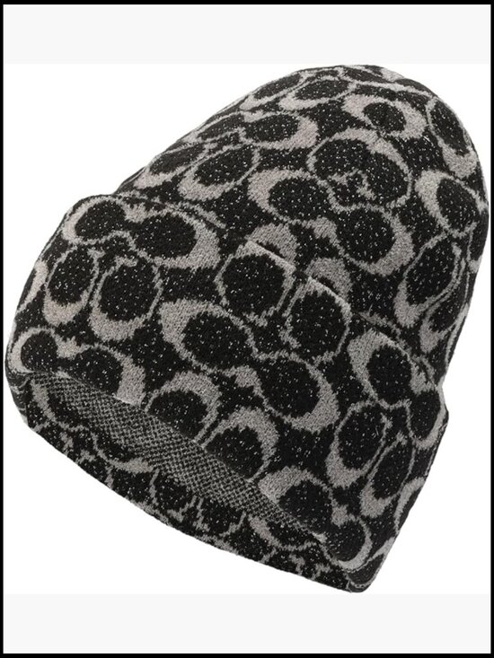 Metallic Signature C Knit Beanie - Wool Blend, Adjustable Cuff